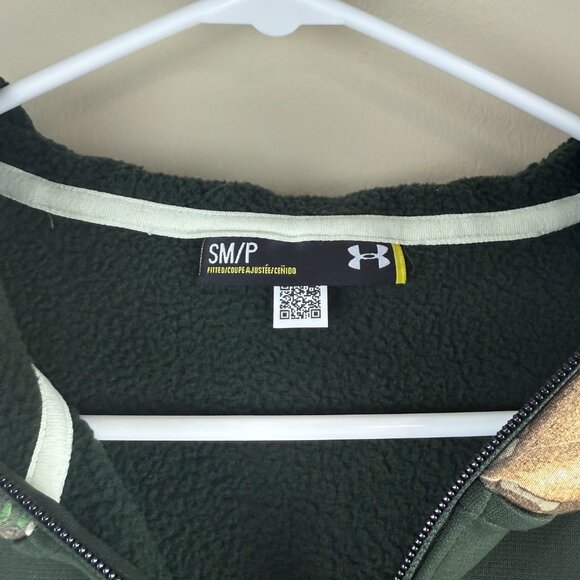 Under Armour Storm Sherpa-Lined Full-Zip Hoodie Forest Green w/ Camo Hood - Picture 4 of 7
